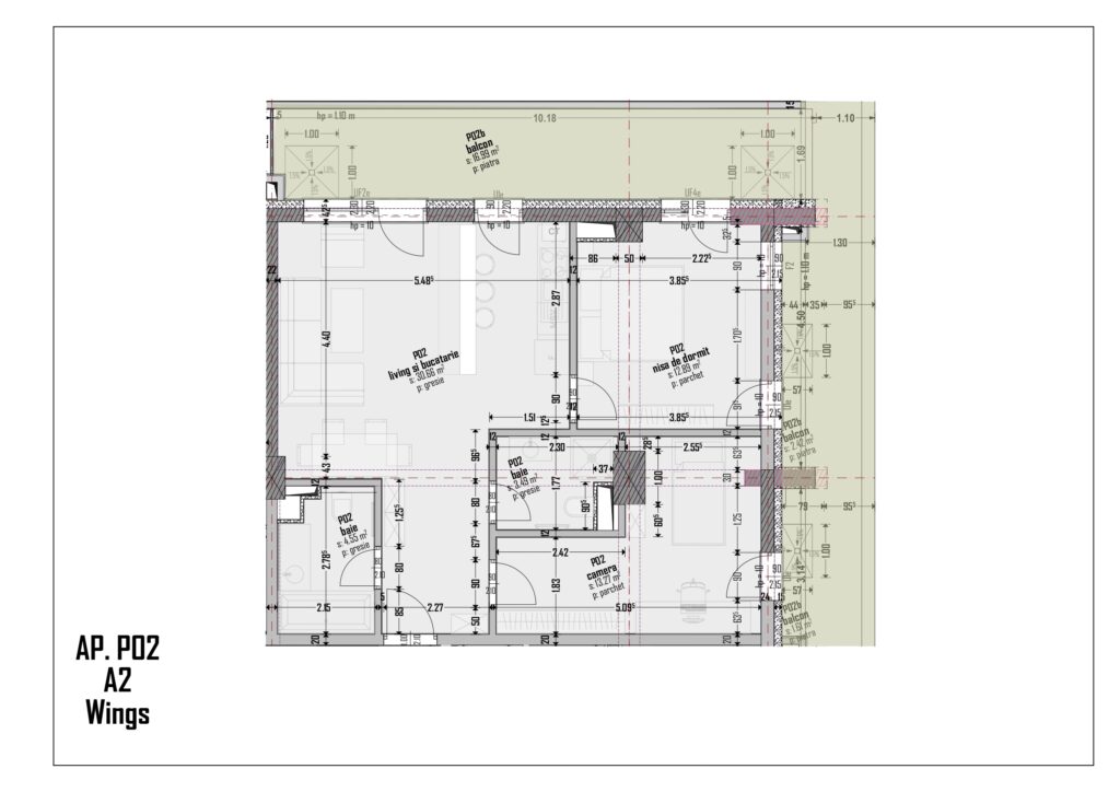 Plan apartament P02, Scară A2