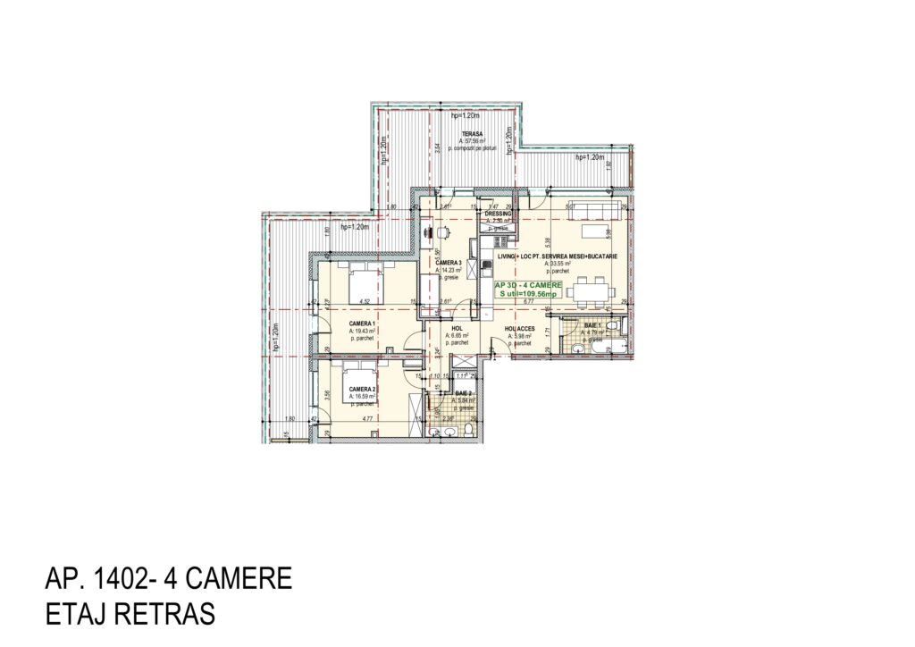 Plan apartament 1402, Scară 1