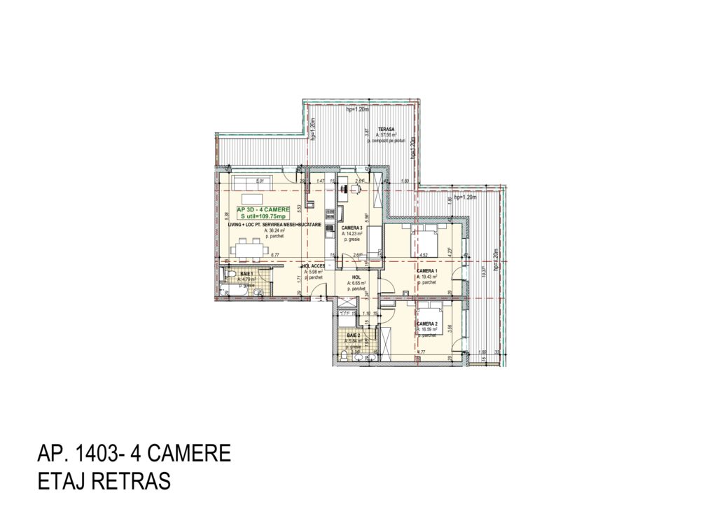Plan apartament 1403, Scară 1